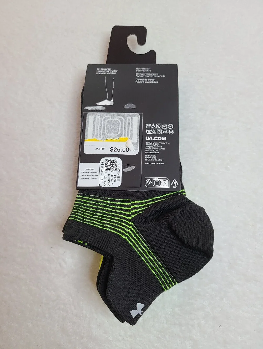 3pk Under Armour ArmourDry Run Lite No-show Athletic Socks Mens 7-8.5